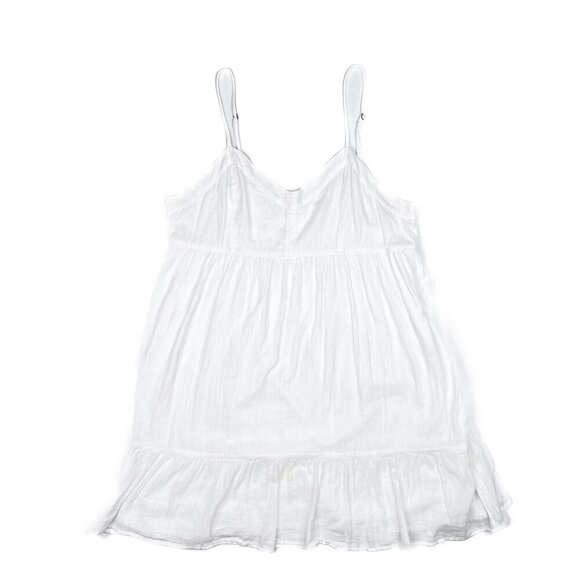 White Cotton Prairie Babydoll Summer White Mini Dress Size Large - Picture 3 of 5